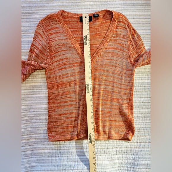 Dana Buchman Orange Cream Striped Knitted Cardigan, Size M - Picture 6 of 8